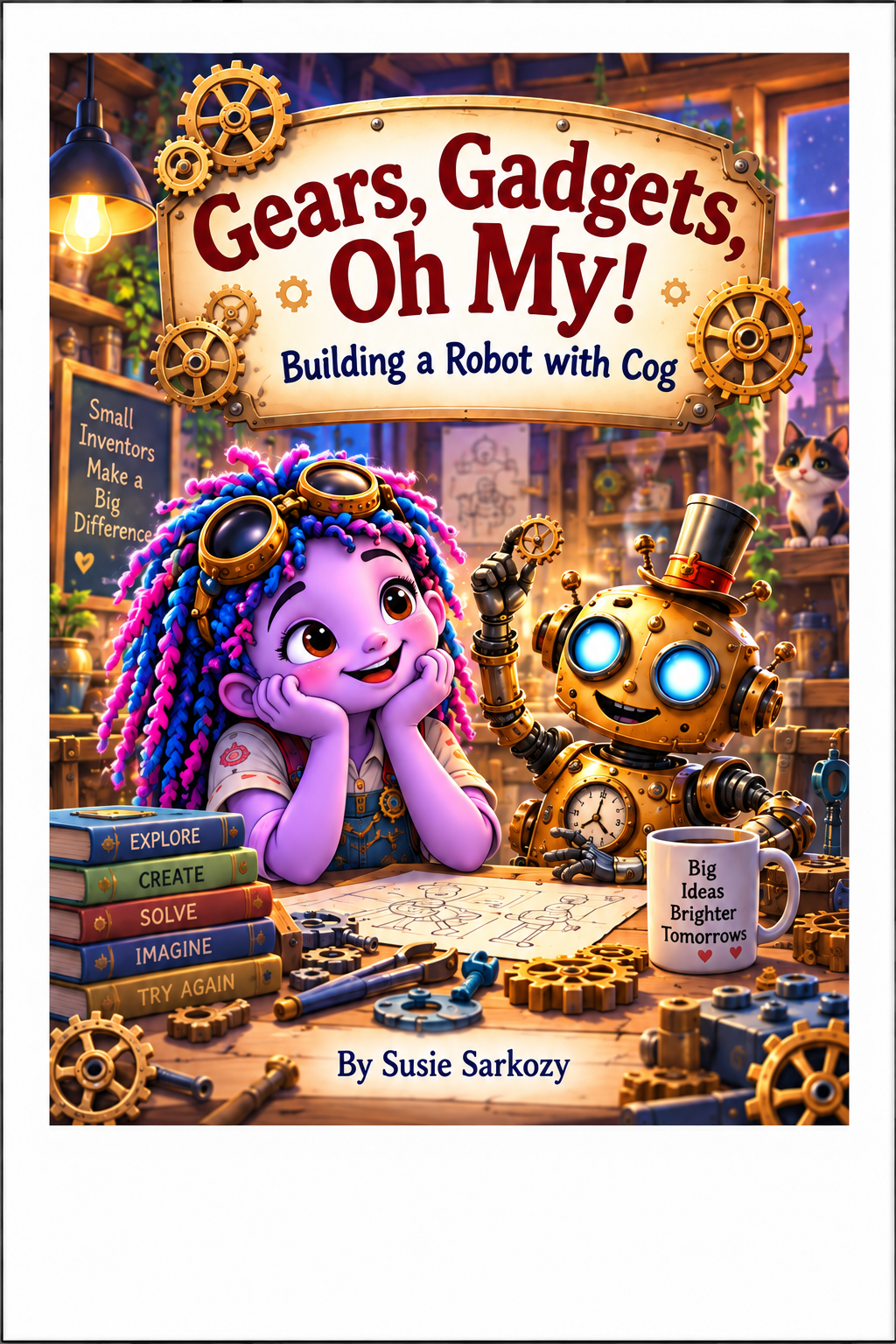 Gears, Gadgets, Oh My! cover with Girl Wanderling and Cog